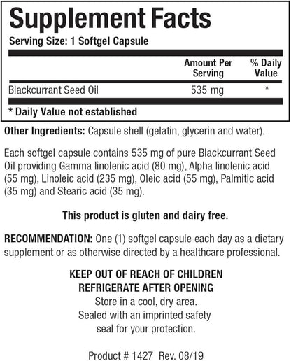 Biotics Research Blackcurrant Seed Oil 535 mg Natural Source of Gamma Linolenic Acid GLA 80 mg softgels, Supports Cardiovascular Health, Normal Tissue Repair, Immune System, Women’s Health 60 Capsules