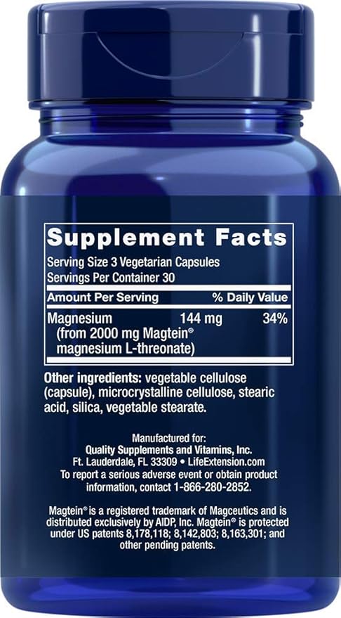 Life Extension Neuro-mag Magnesium L-threonate Dietary Supplements, 90 Count (Pack of 2) Capsules