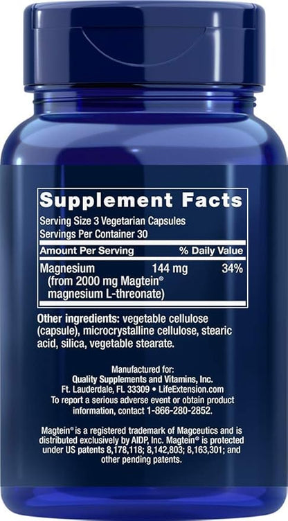 Life Extension Neuro-mag Magnesium L-threonate Dietary Supplements, 90 Count (Pack of 2) Capsules