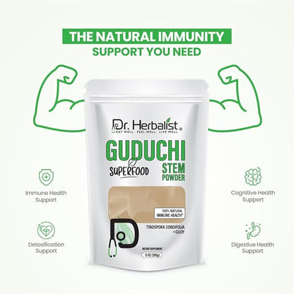 Dr. HERBALIST Guduchi Stem Powder (200g) Tinospora Cordifolia - Supports Detoxification & Immune Wellness