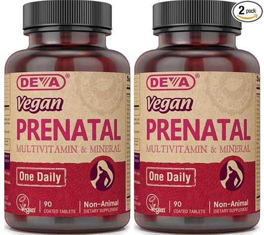 DEVA Vegan Vitamins Prenatal Multivitamin & Mineral - One Daily - 90 Vegetarian Tablets - Pack of 2