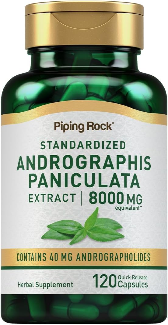 Piping Rock Andrographis Paniculata Extract | 8000 mg | 120 Capsules | Standardized Herbal Supplement | Non-GMO, Gluten Free