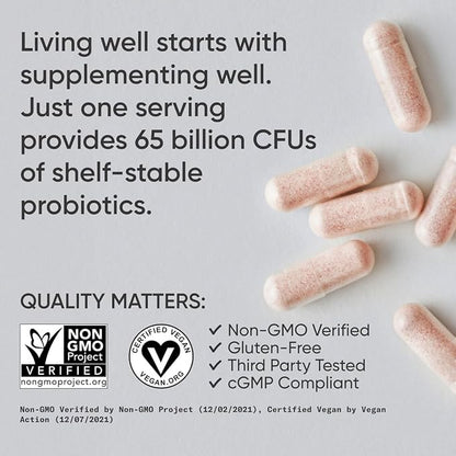 Sports Research Probiotics with Prebiotics & Cranberry | Women's Probiotic Blend with 65 Billion CFU at Expiration | Gluten Free, Non-GMO Verified & Vegan Certified (30 Count)