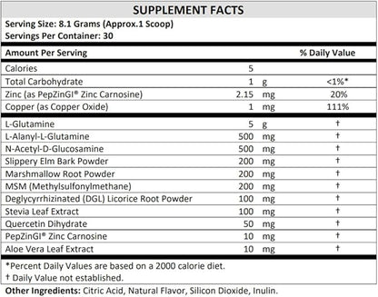 TERRA ORIGIN Healthy Gut Powder (Berry Flavor) |30-Servings with L-Glutamine, Zinc, Glucosamine, Slippery Elm Bark, Marshmallow Root and More!