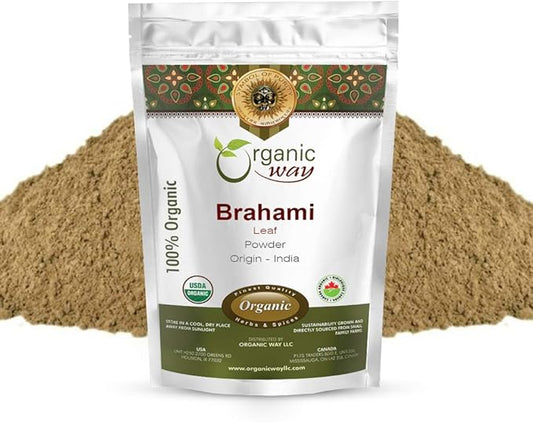Organic Way Brahmi Leaf Powder (Bacopa Monnieri) - Organic & Kosher Certified | Raw, Vegan, Non GMO & Gluten Free | USDA Certified | Origin - India (1/4 LBS)
