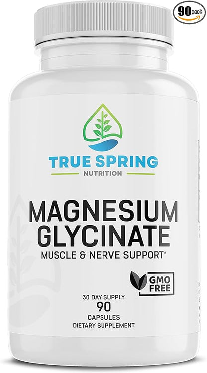 Magnesium Glycinate | High Absorption Supplement for Stress Relief, Sleep, Muscle Recovery, Nerve Support, Bone Health, and Heart Wellness – 90 Capsules, Made in The USA