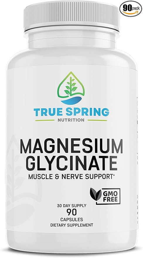 Magnesium Glycinate | High Absorption Supplement for Stress Relief, Sleep, Muscle Recovery, Nerve Support, Bone Health, and Heart Wellness – 90 Capsules, Made in The USA
