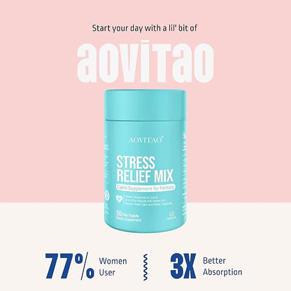 Ashwagandha for Women Supplement with L-Theanine Magnesium, Stress Relief, Focus and Relaxation Support Anxiery Pill