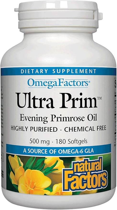 Natural Factors Omega Factors, Ultra Prim Evening Primrose Oil, 500 mg, 180 Softgels