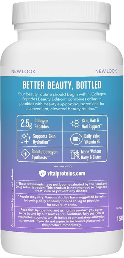 Vital Proteins Collagen Peptides Beauty Edition Capsules, 2.5g of Collagen Per Serving with Biotin and Vitamin C, 30 Servings