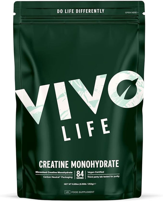Vivo Life - Creatine Monohydrate Powder Micronised - Vegan, Unflavoured (8.8 oz, 84 Servings)