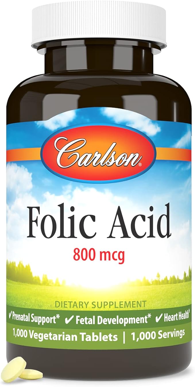 Carlson - Folic Acid, 800 mcg, Provides Important Prenatal Support, 1000 tablets