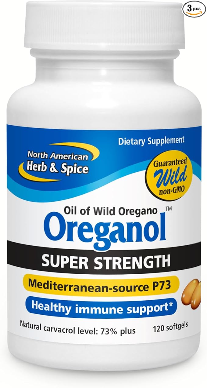 NORTH AMERICAN HERB & SPICE Super Strength Oreganol P73 - Pack of 3, 120 Softgels - Immune System Support - Non-GMO, Vegan Friendly - 360 Total Servings
