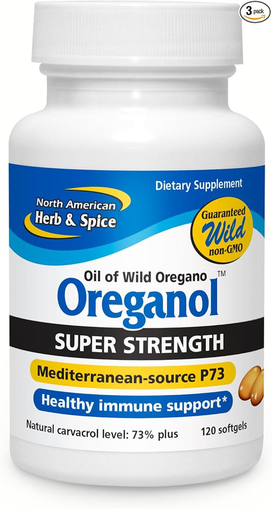NORTH AMERICAN HERB & SPICE Super Strength Oreganol P73 - Pack of 3, 120 Softgels - Immune System Support - Non-GMO, Vegan Friendly - 360 Total Servings