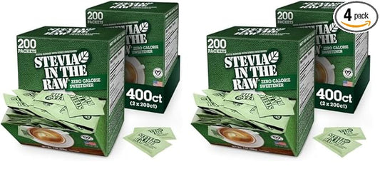 Stevia In The Raw, Plant Based Zero Calorie Sweetener, Sugar Substitute, Sugar-Free Sweetener for Coffee, Hot & Cold Drinks, Suitable For Diabetics, Vegan, Gluten-Free, 200 Count Packets (Pack of 2)