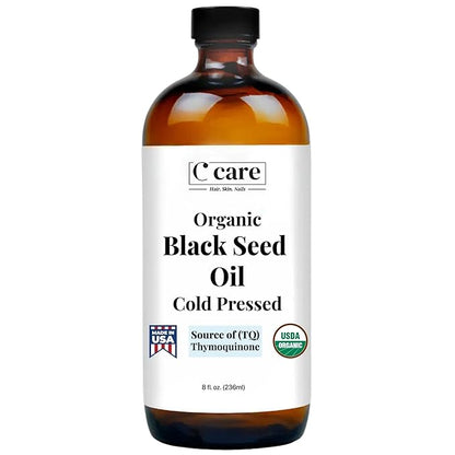 Black Seed Oil Organic Cold Pressed Unrefined Glass Bottle | USDA Certified Organic Black Cumin Seed Oil | High Thymoquinone Omega 3 6 9 | For Immune Support, Joints, Digestion, Hair & Skin | 8 Fl oz