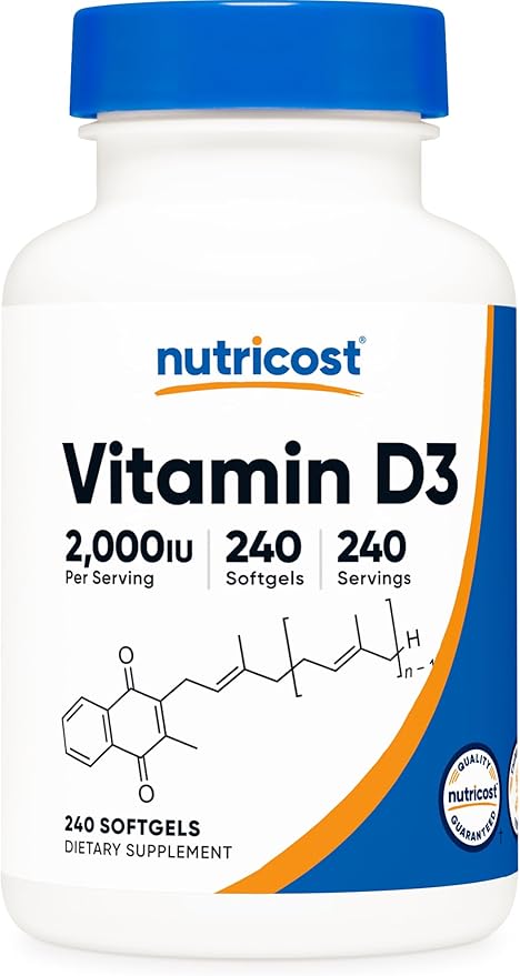 Nutricost Vitamin D3 2000 iu Softgels, 240 Softgels - Non-GMO & Gluten Free