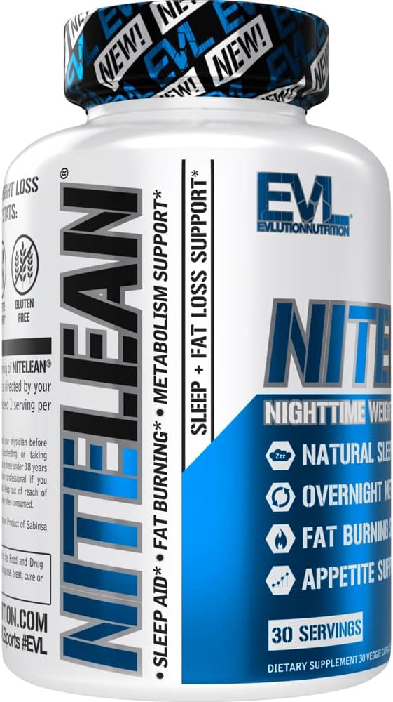 Evlution Nutrition Night Time Fat Burner Support - Overnight Sleep and Weight Loss Support Pills with Thermogenic Green Tea and White Kidney Bean Extract - Diet Pills That May Help Stubborn Fat Loss