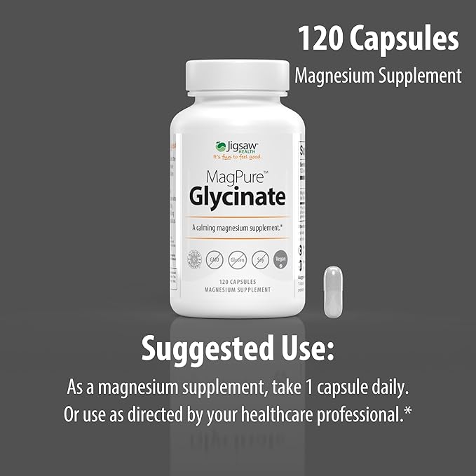 Jigsaw Health MagPure Glycinate | Premium Magnesium Glycinate Capsules | 120 Capsules