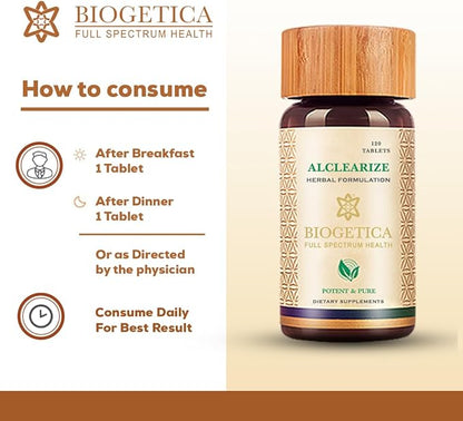 Alclearize Tablets 100% Natural Vegan Promote Immunity, Healthy Skin Non-GMO Ayurvedic 120 Tablet