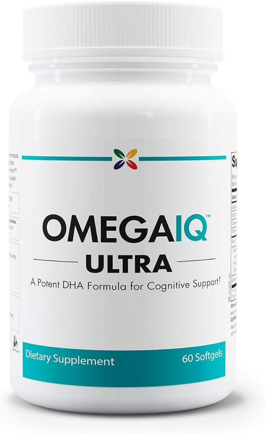 Stop Aging Now - OmegaIQ Ultra High DHA Formula - Omega 3 Fish Oil - EPA /DHA Brain & Heart Health, Eye Health, Skin Care & Joint Support - Coffee Fruit Extract, Vitamin D3 & Vitamin E - 60 Softgels