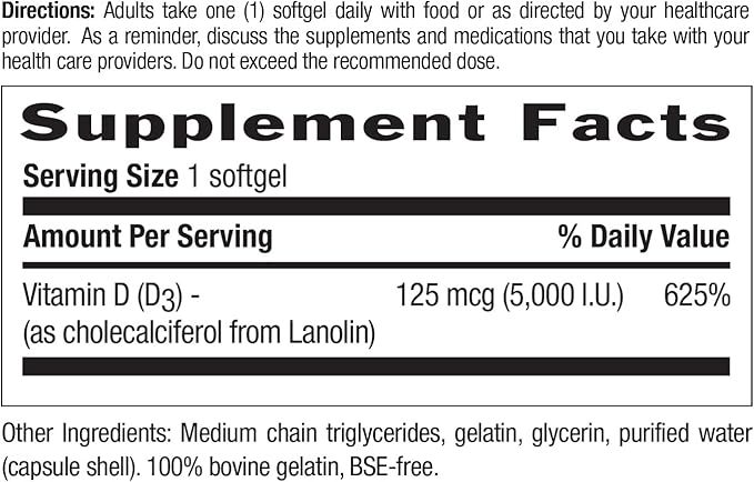 COUNTRY LIFE Vitamin D3 5000 IU, 60 CT