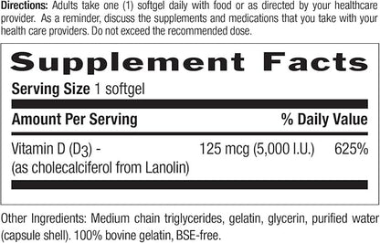 COUNTRY LIFE Vitamin D3 5000 IU, 60 CT