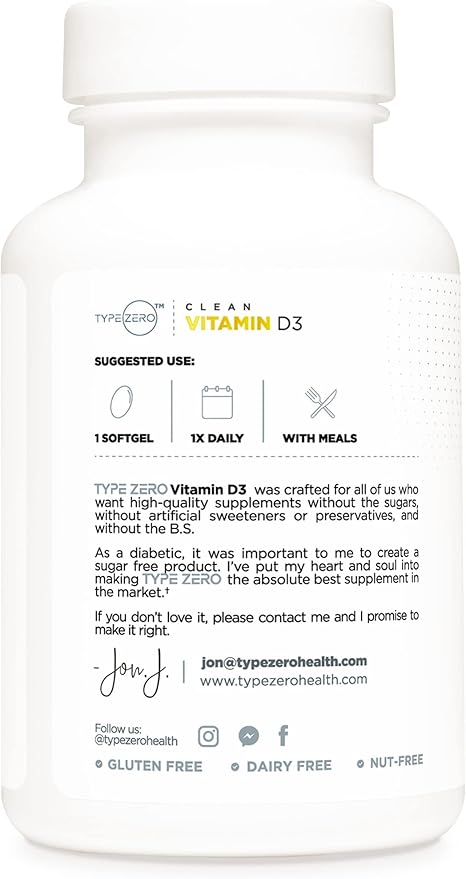 Type Zero Vitamin D3 2000 iu, 240 Softgels - Non-GMO & Gluten Free