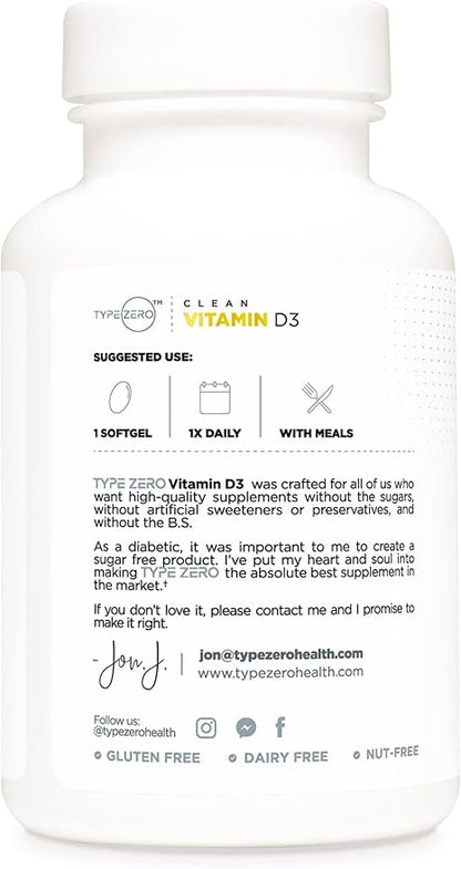 Type Zero Vitamin D3 2000 iu, 240 Softgels - Non-GMO & Gluten Free