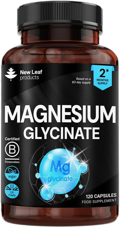 Magnesium Glycinate Supplements - 180 High Strength Capsules - 1040mg of Magnesium Providing 208mg Elemental Magnesium Per Serving - Pure Active Ingredient - UK Manufactured