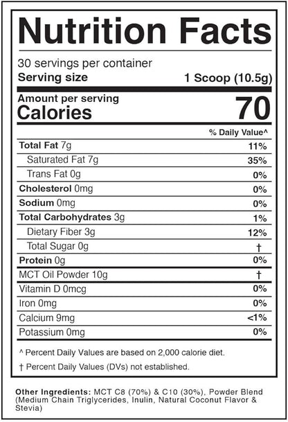 Keto Zone MCT Oil Powder | Coconut Cream Flavor | 30 Day Supply | 75/C8 25/C10 | 0 Net Carbs | All Natural Keto Approved For Ketosis |