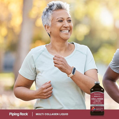 Piping Rock Liquid Collagen 16 fl oz | 1100mg | Fruit Flavor | Multi Collagen Peptides | with Vitamin C | Non-GMO, Gluten Free Supplement