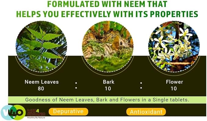 Neem Triple Complex - High-Potency Azadirachta Indica Tablets, Neem Leaves, Bark, Flowers in Ratio (80:10:10) - 300 Tablets, 150 Serving, 1000 Mg (Pack of 2)