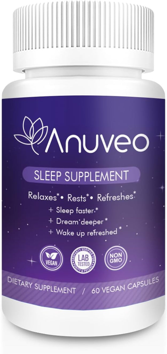 Natural Sleep Aid | Non-Habit Forming | Herbal Sleep Supplement for Better Sleep with Valerian, Melatonin, Magnesium, and Ashwagandha | Sleeping Pills for Adults (60 Vegan Capsules)