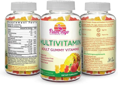 Multivitamin Gummies | Vegan Friendly, Kosher Halal NO Gluten or Gelatin, no GMO| for Men, Women & Kids| 3 Natural Flavors | Vitamins C, B3, B12, Biotin, Zinc & More| 100 Gummies
