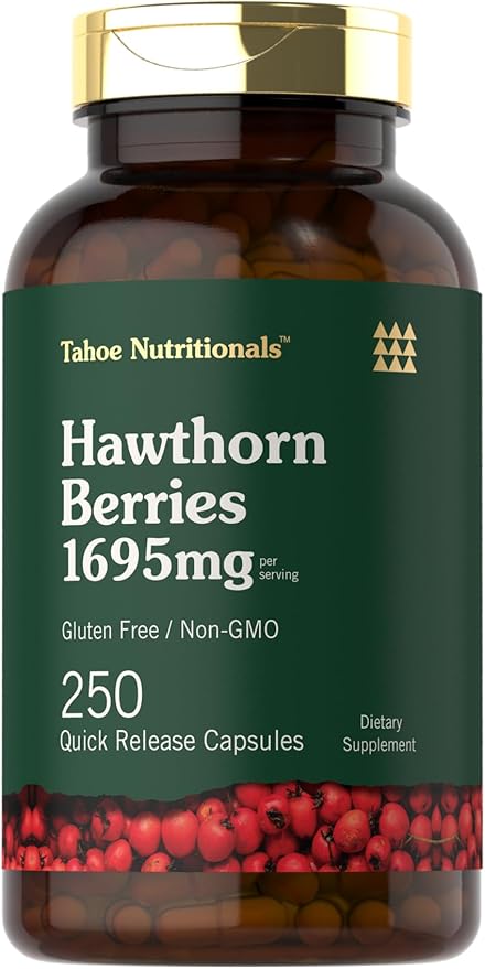 Tahoe Nutritionals Hawthorn Berry Capsules | 1695mg | 250 Capsules | Non-GMO, Gluten Free Extract