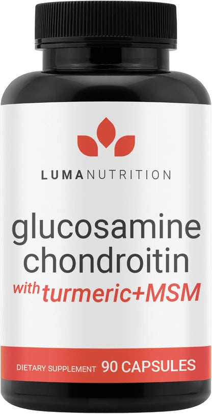 Luma Nutrition Glucosamine Chondroitin MSM - Turmeric, Boswellia - Premium Supplement - for Men and Women - Joint Supplement - 90 Capsules
