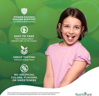 Chewable Vitamin D3 (Cholecalciferol) 25 mcg (1000 IU) + Zinc (Zinc Citrate) 5mg + Vitamin C 30mg for Kids Orange Flavor 90/Bottle (1)