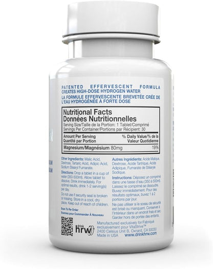 DRINK HRW Rejuvenation Molecular Hydrogen Water Tablets. Helps Take Control of Your Body, Mental Clarity. Unflavored, 30 Count