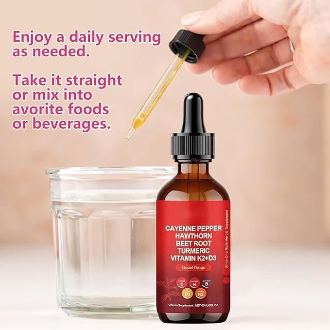 Cayenne Pepper Organic, Liquid Cayenne Pepper Drops for Turmeric,Panax Ginseng, Beet Root Powder,Ceylon Cinnamon and More Herbals - 2 Fl Oz (1)