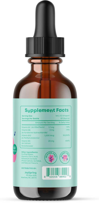 JoySpring Back to School Bundle - Sugar-Free Liquid Vitamin C & Zinc, B Complex & Vitamin C Drops | Kids Vitamins Naturally Sourced, Non-GMO, Non-Alcoholic Formula, Immunity Health Support | Vegan