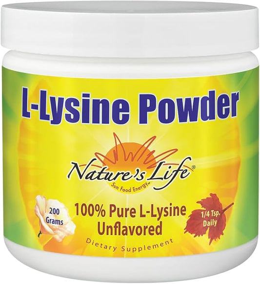 Nature's Life L-Lysine Powder | Helps Support Healthy Immune Function | 100% Pure Natural L-Lysine | Vegetarian, Unflavored, No Sugar | 460 Servings