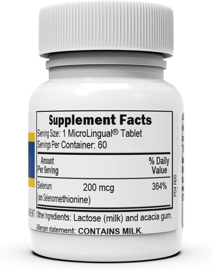 Superior Source Selenium 200 mcg - Immune Health Support Supplement - Selenomethionine Tablets Aid Thyroid Gland Function - Supplement Supports Recycling of Vitamin E - 60 Instant Dissolve Tablets