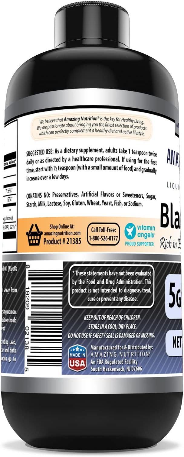 Amazing Formulas Black Seed Oil 16 oz | Natural Cold Pressed Black Cumin Seed Oil from 100% Genuine Nigella Sativa | Non-GMO | Gluten Free
