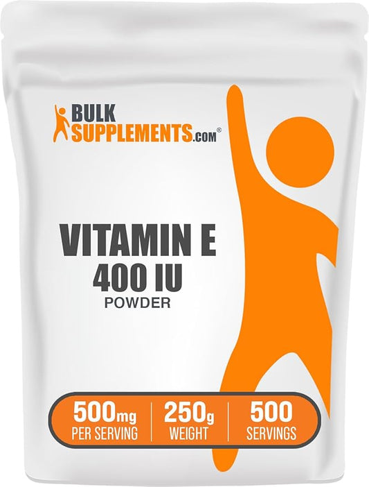 BulkSupplements.com Vitamin E 400 IU Powder - as D-Alpha Tocopherol, Nutritional Supplements - Gluten Free, 500mg per Serving, 250g (8.8 oz) (Pack of 1)