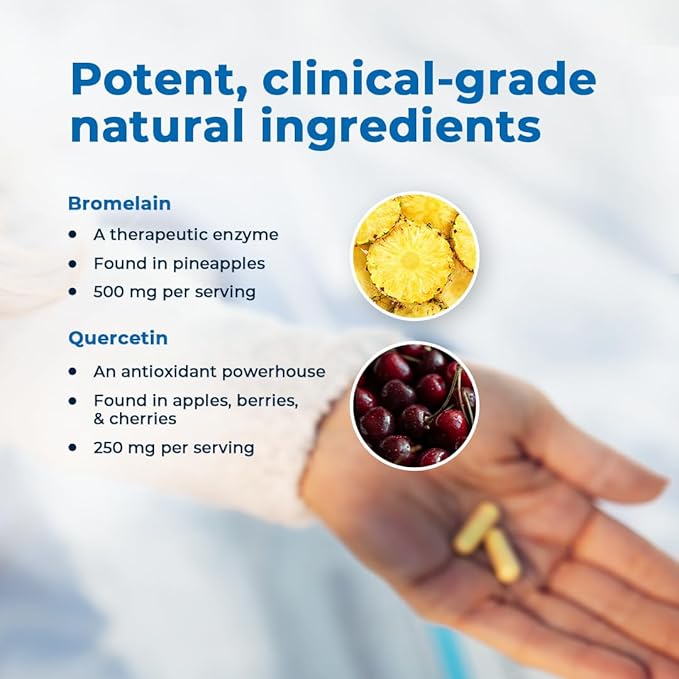 VitaMedica Bromelain & Quercetin Supplement - 500mg Bromelain 250mg Quercetin - 2400 GDU for Immunity, Joint Support, Inflammation and Muscle Recovery - 20 Vegan Capsules - 5 Day Supply