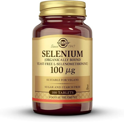 Solgar Yeast-Free Selenium 100 mcg - 100 Tablets - Supports Antioxidant & Immune System Health - Non-GMO, Gluten Free, Dairy Free, Kosher - 100 Servings
