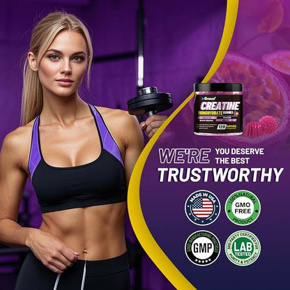 Creatine Monohydrate Gummies 6g for Men & Women, Potent Creatine Supplement, Chewables Creatine for Energy Boost, Increase Strength and Build Muscle, Gluten-Free, Sugar Free,120 Count