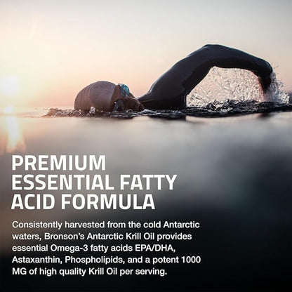 Bronson Antarctic Krill Oil 1000 mg with Omega-3s EPA, DHA, Astaxanthin and Phospholipids 180 Softgels