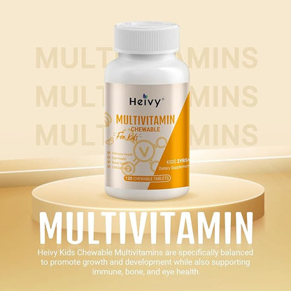Toddlers Multivitamins, Kids Chewable Vitamin D3, C, Vitamin B12, B6, Vitamin A, E & Zinc for Immune Support and Health, 120 Chewable Tablets